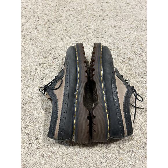 *RARE Vtg 90s Dr Doc Martens UK 4 / US 7 MIE Wing Tip Chunky Shoes Tan/Black J24 - Picture 4 of 9